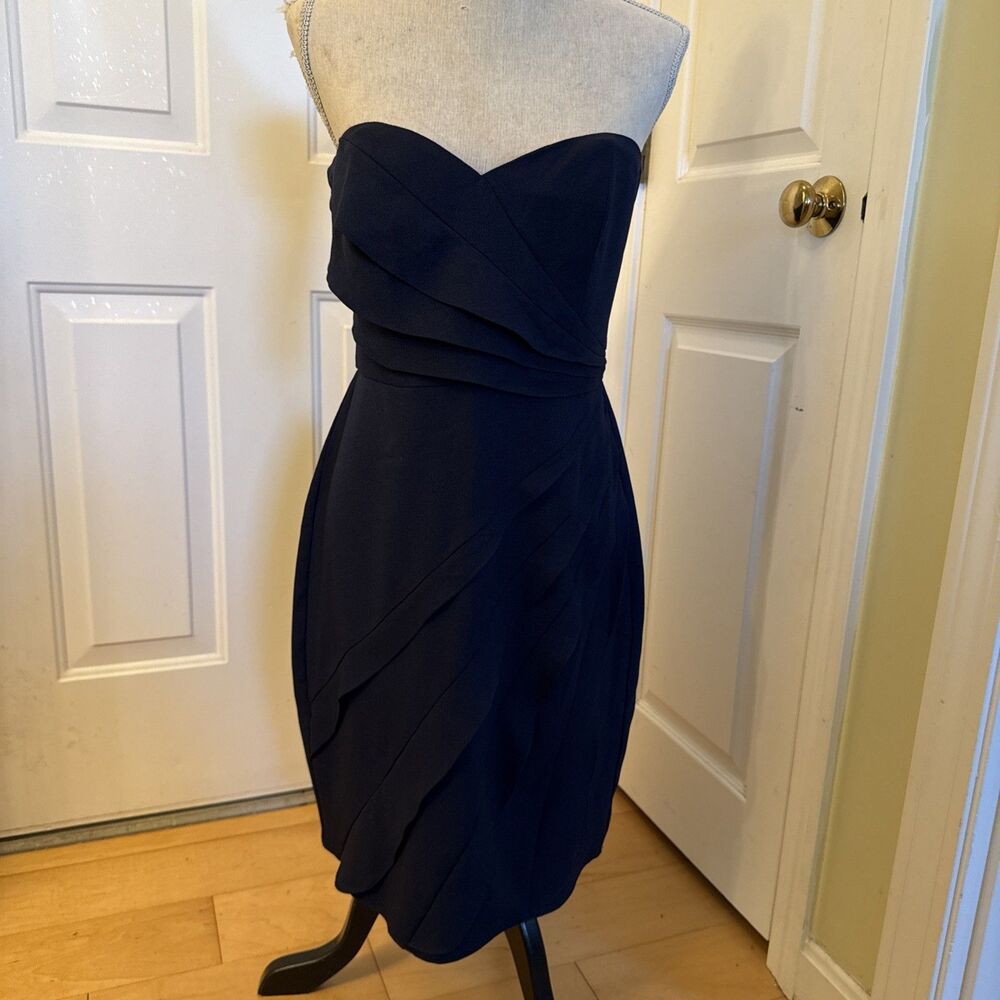 NEW NAVY ANTHROPOLOGIE Aryn K Blue Strapless Ruffled Mini Dress Size L